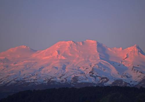 Snowy mountain at dawn/dusk